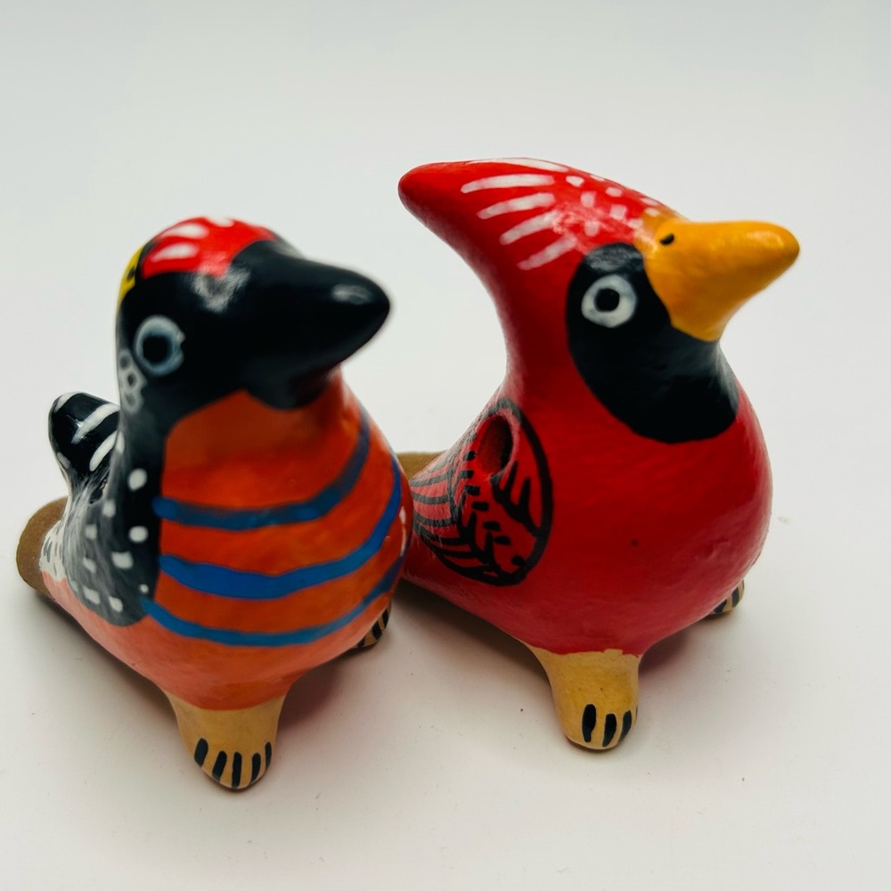 South American folk art terracotta bird whistles. 2 pcs.
